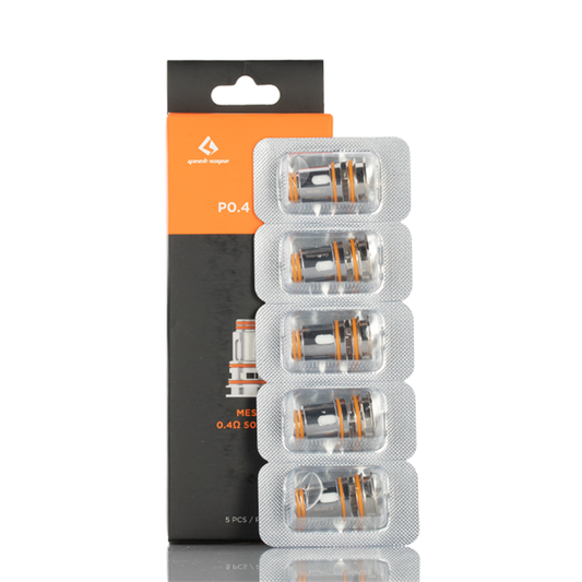 Geek Vape Aegis Boost Pro Coil 0.4 Pack of 5 genuine replacement Geek Vape P0.4 mesh coils 0.4Ω Ohm.  Wattage range 50-60W.